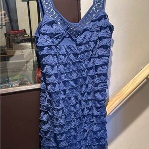 Frank Lyman Design Blue Tiered Ruffled Sheath Dress